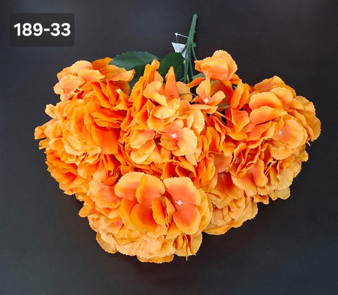 Buchet cu hortensii artificiale portocaliu intens - 52cm