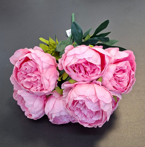 Buchet bujori artificiali roz – 7 flori, aspect natural 40cm