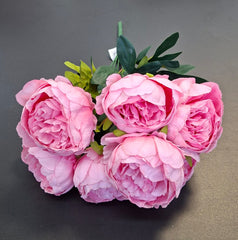 Buchet bujori artificiali roz – 7 flori, aspect natural 40cm