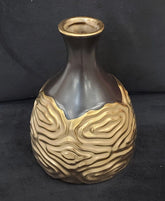 Vază decorativă ceramică 20 cm – design negru cu auriu texturat, stil modern (98-18)