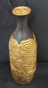 Vază decorativă ceramică 35 cm – design negru cu auriu texturat, stil modern (98-20)