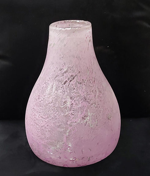 Vază decorativă din sticlă, 22.5 cm – Textură satinată roz, design elegant (102-47)