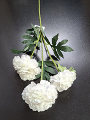 Fir garoafe albe artificiale – 60 cm, 3 flori textile