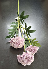 Fir garoafe mov prăfuit artificiale – 60 cm, 3 flori textile