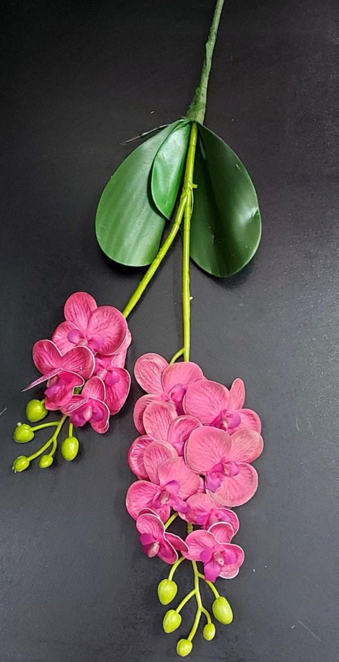 Mini orhidee artificială din silicon, fucsia intens – Real Touch, 30 cm