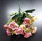 Buchet flori artificiale ranunculus roz vintage și crem flori uscate – 28cm, aspect natural
