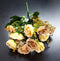 Buchet flori artificiale ranunculus galben și caramel cu flori uscate – 28cm, aspect natural