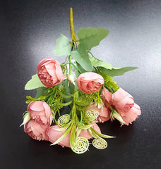 Buchet flori artificiale ranunculus roz coral – 30cm
