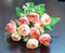 Buchet bujori artificiali roz-piersica – 30cm, detalii realiste și accente florale
