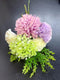 Buchet flori artificiale crizanteme mov roz ivoire cu verdeață – 32cm
