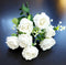 Buchet flori artificiale trandafiri albi – 34cm, aspect natural