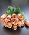 Buchet 18 trandafiri terracotta artificiali – 41 cm, tije sârmă, material textil