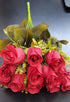Buchet 14 trandafiri roșii artificiali – 41 cm, tije sârmă, material textil