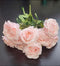 Buchet 9 trandafiri roz pal artificiali – 47cm, tije sârmă, material textil