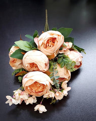 Buchet Elegant cu Bujori Piersică – Flori Artificiale Premium