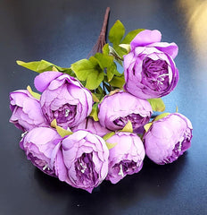 Buchet cu Bujori Mov – Flori Artificiale din Material Textil