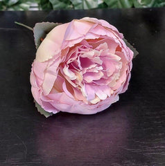 Capete de bujor artificial roz pudrat – material textil, diametru 9 cm, lungime 26 cm