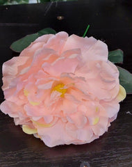 Capete de bujor artificial roz piersică – material textil, diametru 9 cm, lungime 26 cm