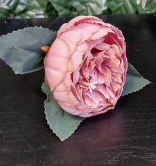 Capete de bujor artificial roz – material textil, diametru 9 cm, lungime 26 cm