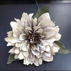 Capete de dalie artificială cappuccino – material textil, diametru 9 cm, lungime 26 cm