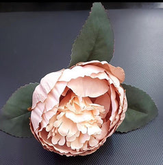 Capete de bujor artificial piersică – material textil, diametru 9 cm, lungime 26 cm