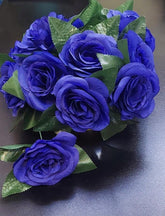 Capete Trandafiri Albastru Regal pe Tulpină – Set 200 buc. Textil (27 cm)