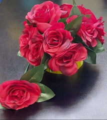 Capete Trandafiri Roșu Intens pe Tulpină – Set 200 buc. Textil (27 cm)