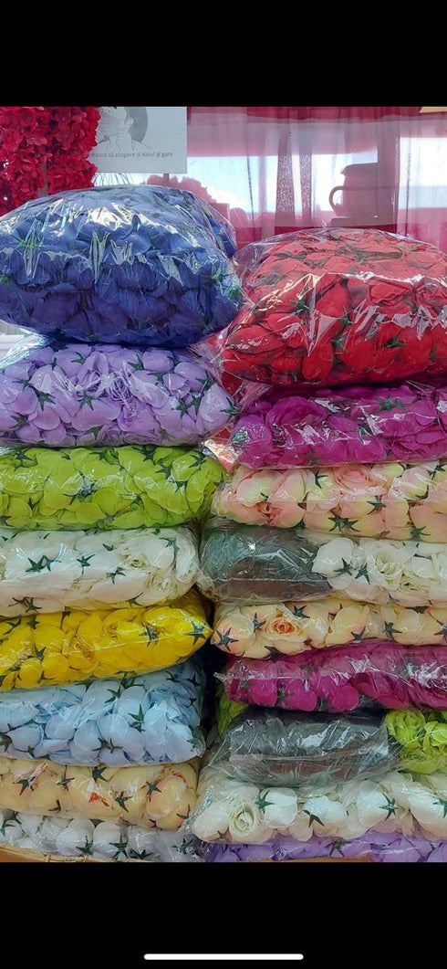 Capete Trandafiri Crem-Roz pe Tulpină – Set 200 buc. Textil (27 cm)