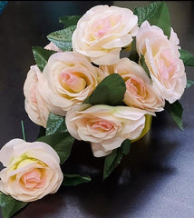 Capete Trandafiri Crem-Roz pe Tulpină – Set 200 buc. Textil (27 cm)