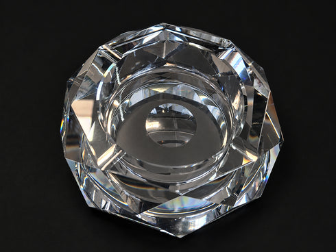 Scrumieră din cristal transparent fațetat - 14×5cm