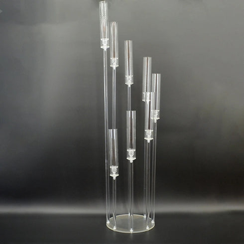 Candelabru Acrilic Transparent cu 8 Brațe tuburi din acril – 138cm Design Modern și Elegant