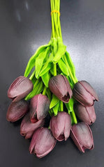 Lalele artificiale mov închis din silicon – Set 10 bucăți