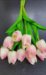 Lalele artificiale roz deschis din silicon – Set 10 bucăți