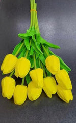 Lalele artificiale galbene din silicon – Set 10 bucăți