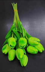 Lalele artificiale verzi din silicon – Set 10 bucăți