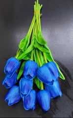 Lalele artificiale albastre din silicon – Set 10 bucăți