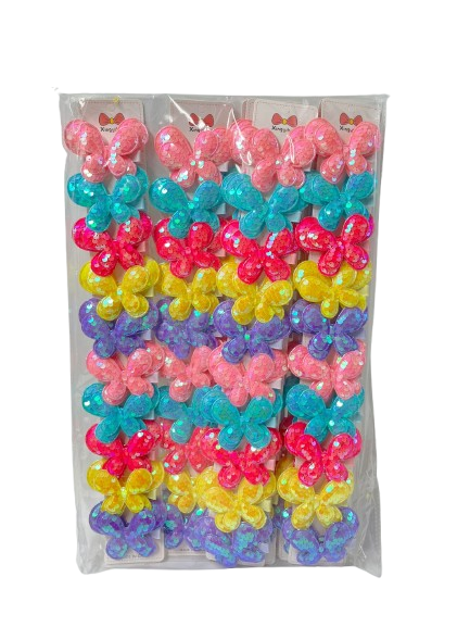 Lve Clama Par Funda/fluture Cu Paiete Dif Culori 10buc/set 10set/folie 20/bax