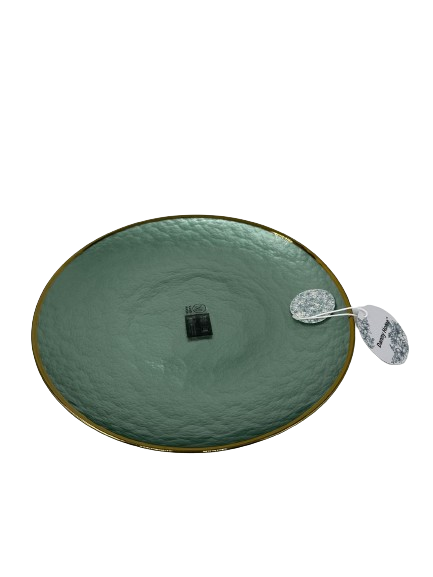 Lve Danny Home Farfurie Sticla Intinsa Verde Margini Aurii 26cm Wy092 4-8 6/set