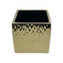 Vază decorativă ceramică pătrată 12 cm Lve – finisaj auriu lucios texturat (98-23)