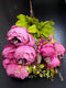 Buchet cu Bujori Roz Intens – Flori Artificiale din Material Textil