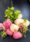 Buchet cu Bujori Crem și Roz - Flori Artificiale din Material Textil, Mix Elegant