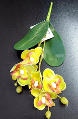 Mini Orhidee artificială galben intens cu accente roz – 20cm, decorativă realistă