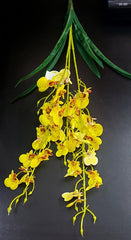 Ramură decorativă cu orhidee artificială galbenă – design curgător cu frunze elegante