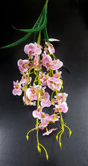 Ramură decorativă cu orhidee artificială roz deschis – design curgător cu frunze elegante