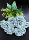 Buchet artificial cu 7 trandafiri bleu – 45 cm, tije sârmă, material textil