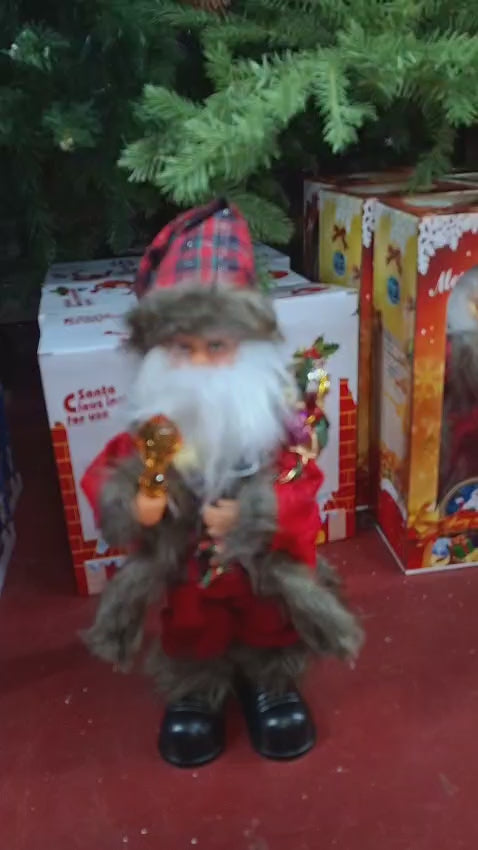 Moș Crăciun cu baston luminos, decor sărbători - 30cm