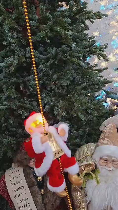 Moș Crăciun cățărător, decor animat cu baterii - 25cm