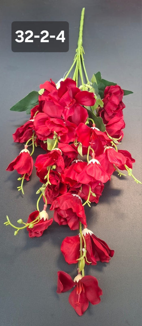 Lisianthus artificial roșu intens – flori mici decorative 60 cm