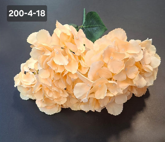 Buchet cu hortensii artificial crem-piersică din material textil - 42cm