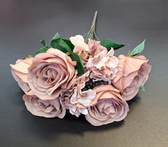 Buchet 5 trandafiri  cappuccino artificiali – 46cm, tije sârmă, material textil
